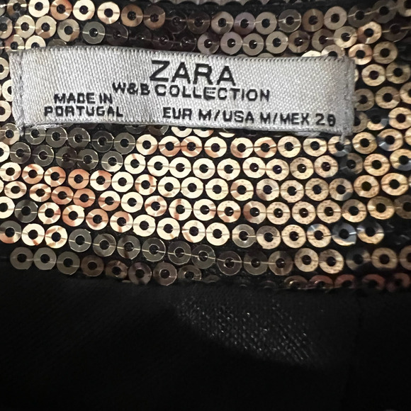 Zara Sequin Mini Skirt Metallic Two Tone Womens Size Medium Gold Black NWOT - Picture 3 of 6